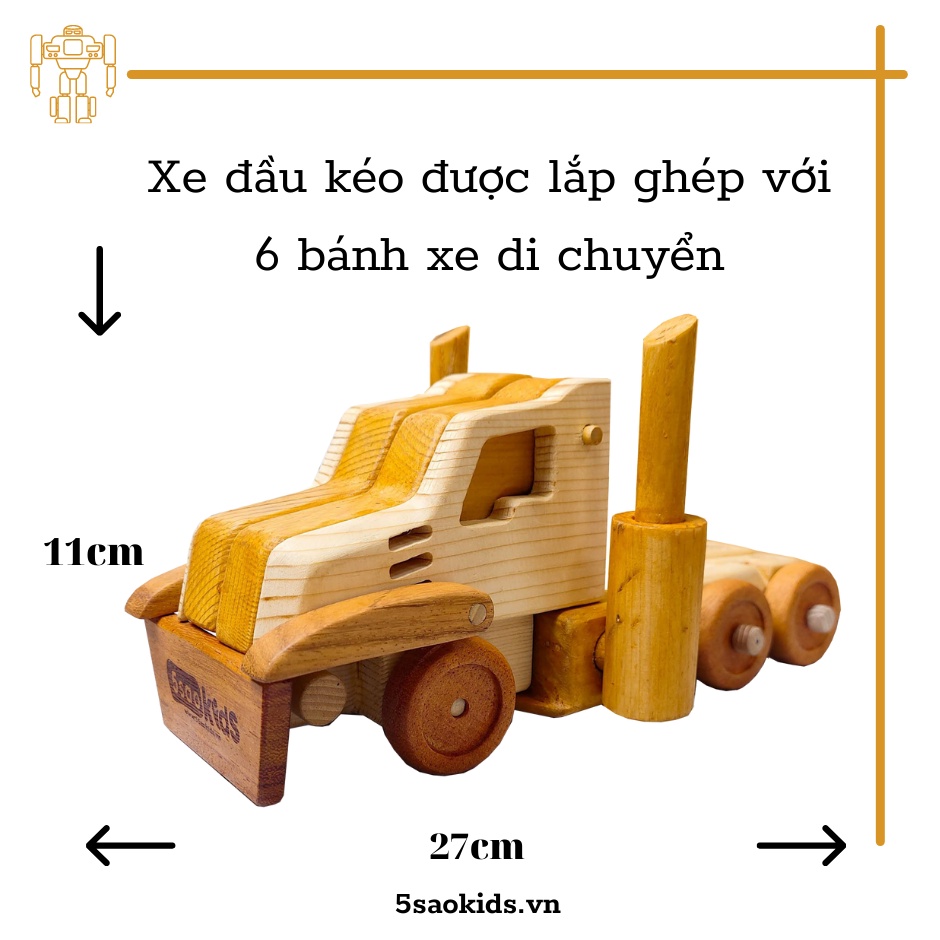 Đồ Chơi Robot Biến Hình Xe Đầu Kéo Gỗ - 5Saokids