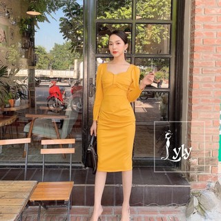 Váy công sở - Đầm dự tiệc tay dài tôn dáng , che khuyết điểm - Lyly shop