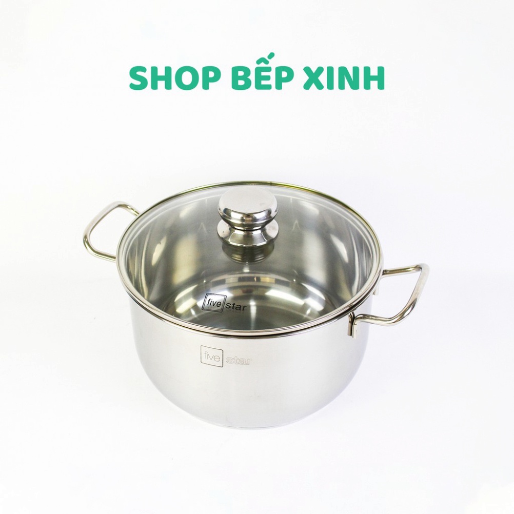 Bộ nồi xửng hấp inox 430 cao cấp Fivestar Standard 4 món nắp kính tặng 2 muỗng canh