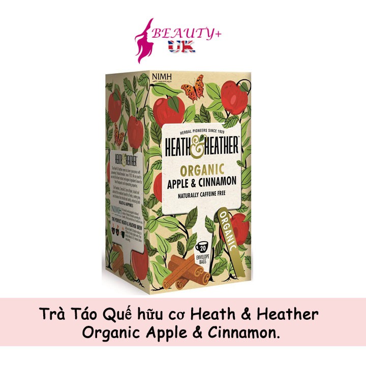 Trà Táo Quế hữu cơ Heath &amp; Heather Organic Apple &amp; Cinnamon của Anh