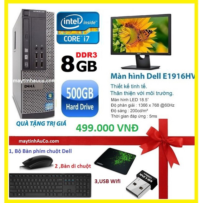 Bộ máy tính để bàn đồng bộ Dell optiplex 390 ( Core i7 / 8G / 500G ) Dell 18.5 Wide - Led 95 | BigBuy360 - bigbuy360.vn