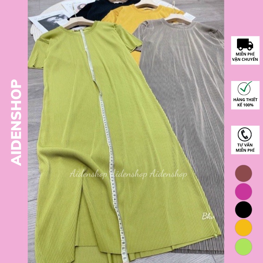 Váy bầu thời trang suông xếp ly Aidenshop đầm bầu mùa hè thiết kế midi