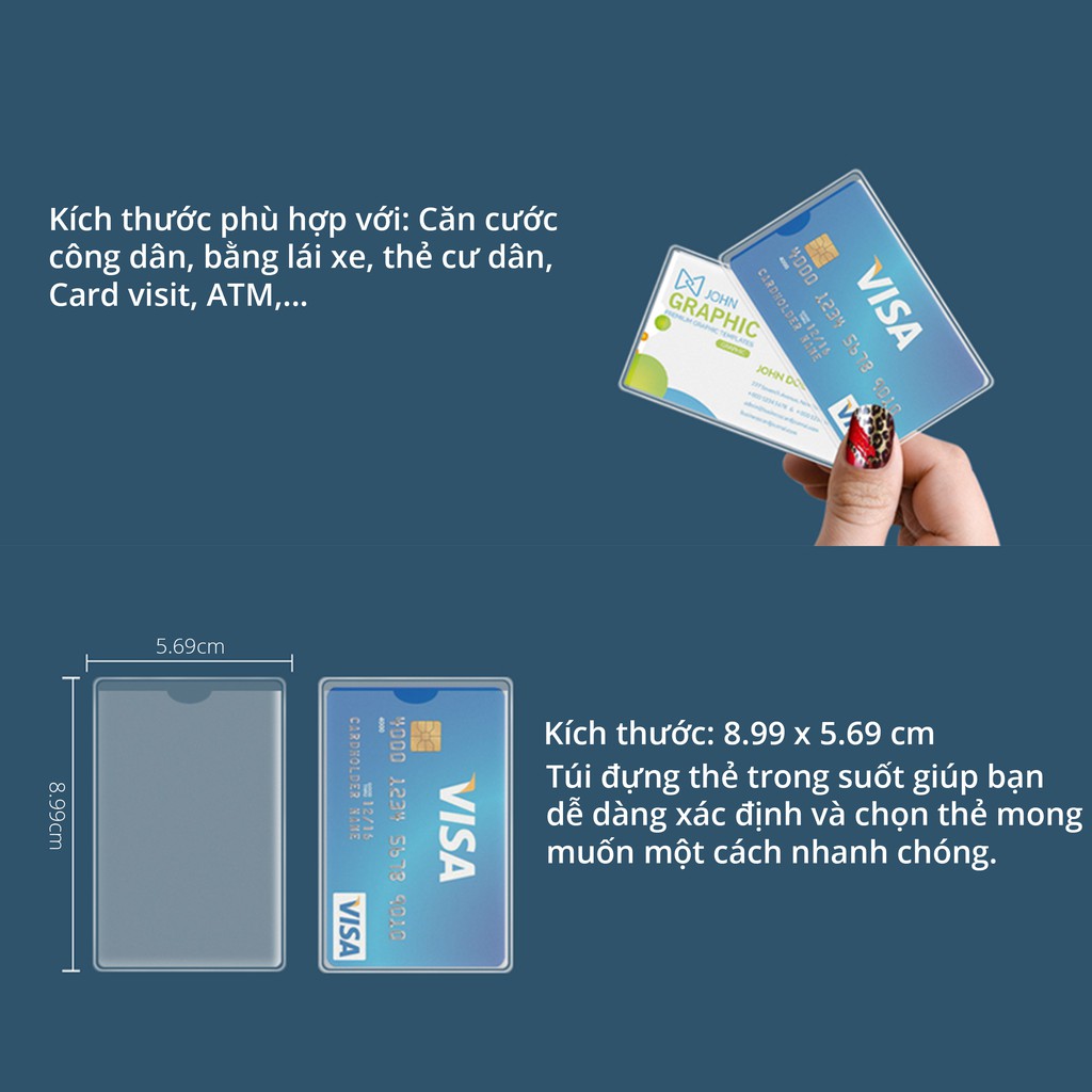 Combo 10 Túi đựng thẻ căn cước công dân, bằng lái xe, ATM, Card visit, CMND