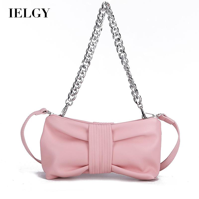 Túi đeo chéo IELGY phối dây xích kiểu dáng nơ thời trang xinh xắn dành cho nữ