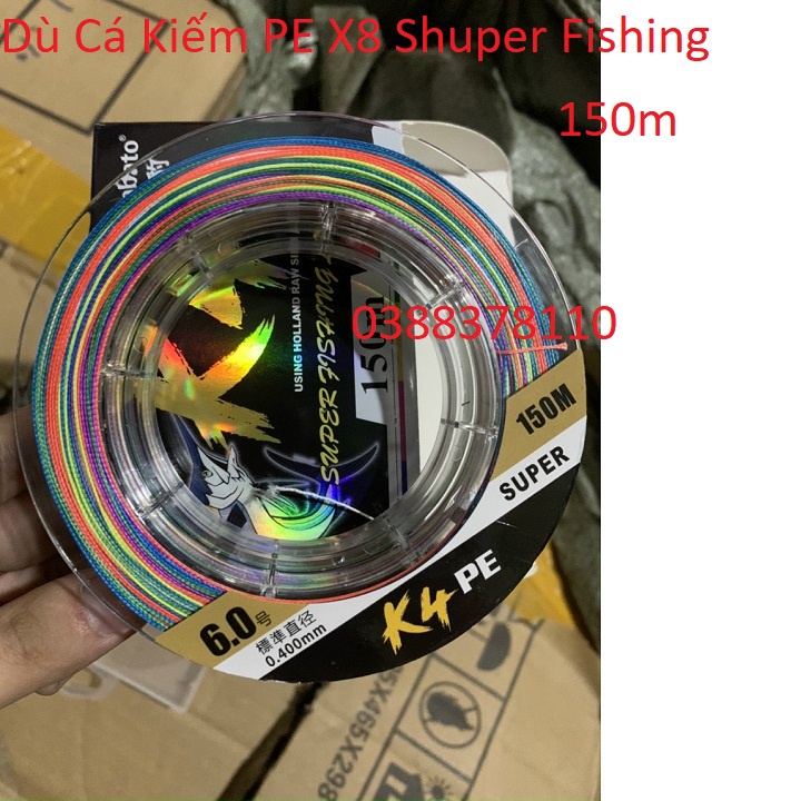 Dây Dù Cá Kiếm PE X8 Shuper Fishing 150m 7 Màu