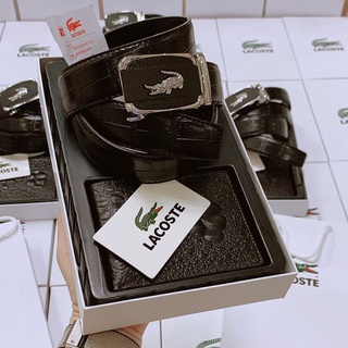 Combo ví thắt lưng nam fullbox Lacoste, Combo Ví Thắt Lưng vân cá sấu full hộp thích hợp làm quà tặng sinh nhật