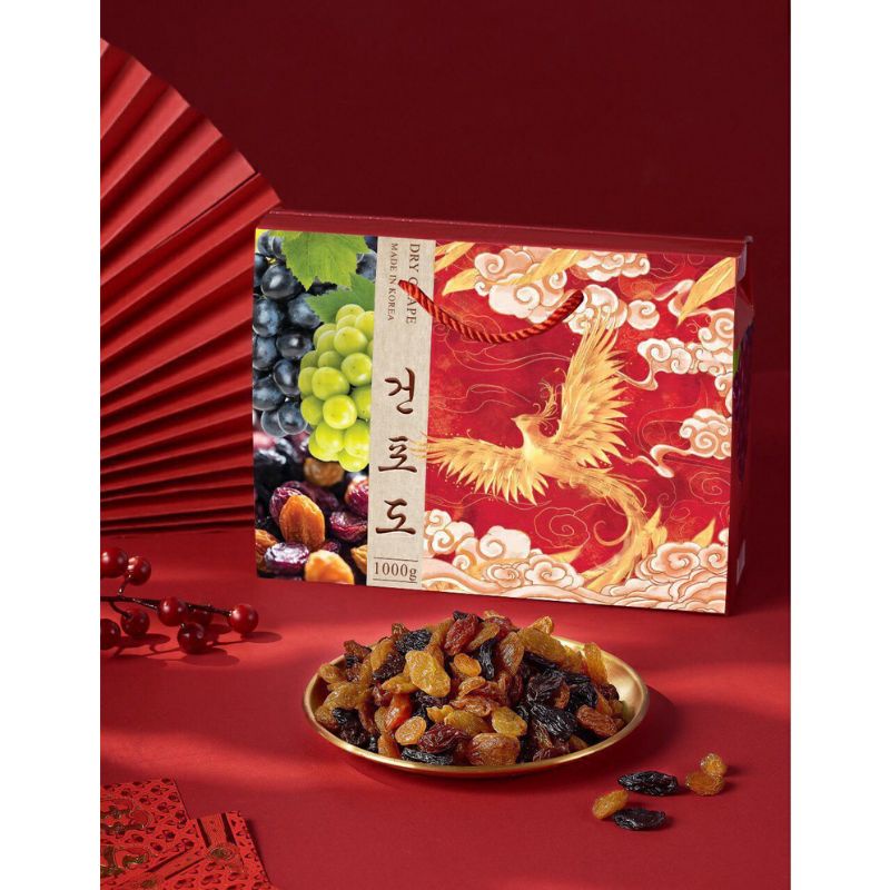Hộp 1kg Nho sữa sấy khô Hàn Quốc 🇰🇷 mẫu tết