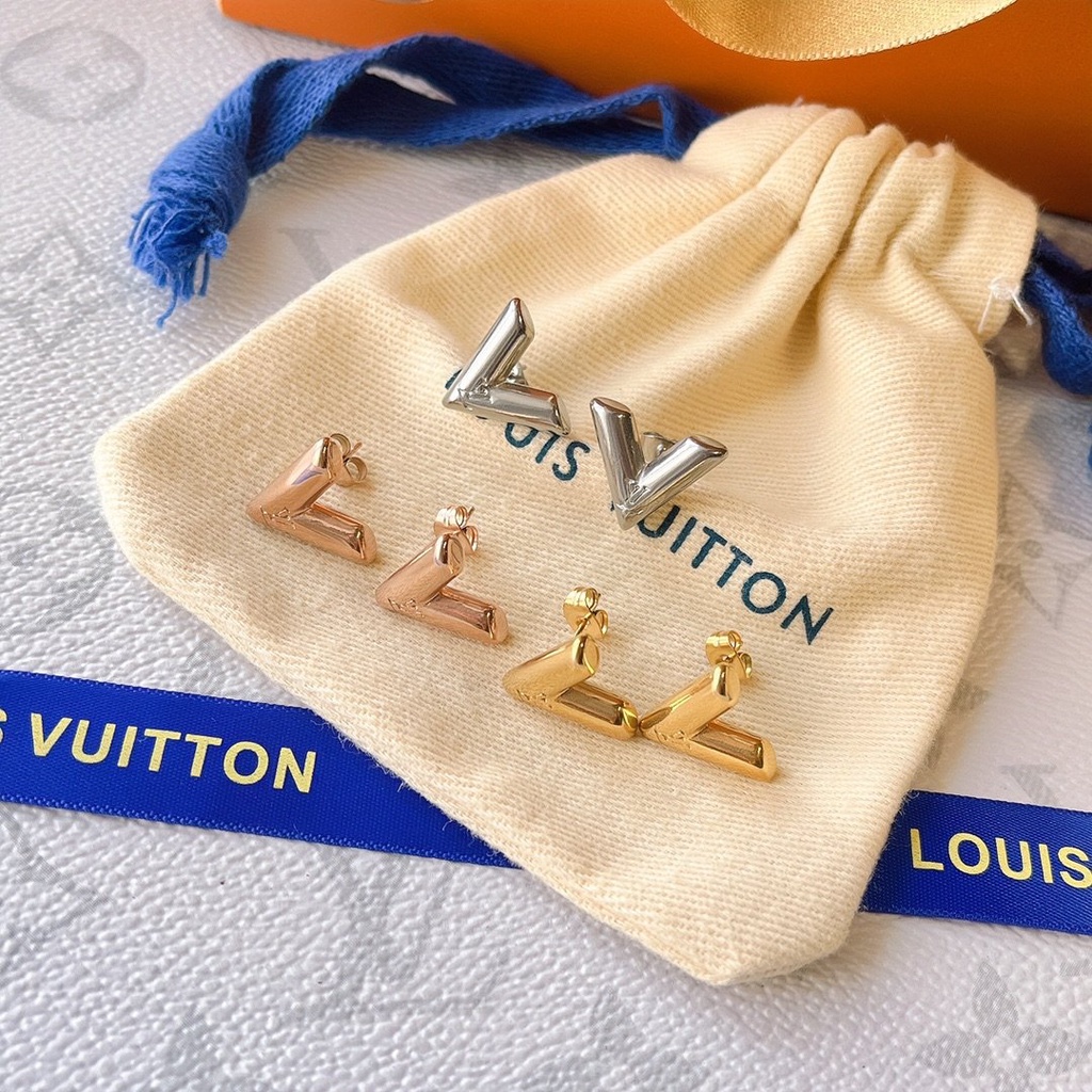 LOUIS VUITTON Bông Tai LV Bằng Thép Titan Thời Trang Cho Nữ