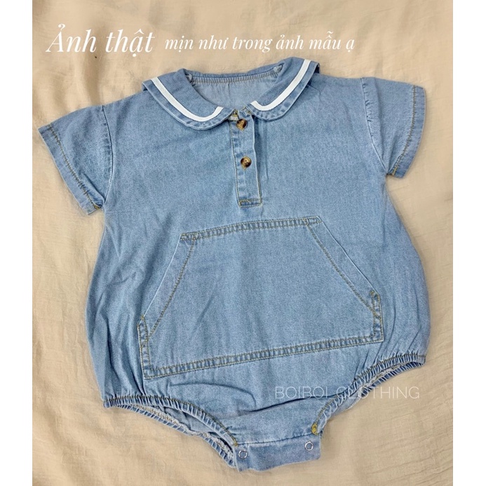 Bodysuit denim bò phong cách thuỷ thủ Hàn Quốc cho bé trai