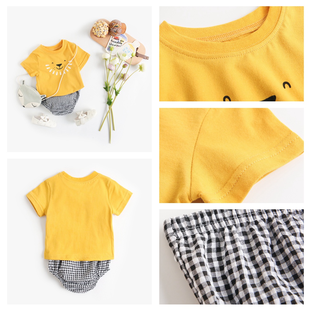 Sanlutoz Set Đồ Mùa Hè 2 Món Gồm Áo Thun Tay Cộc + Quần Thời Trang Cho Bé Sơ Sinh