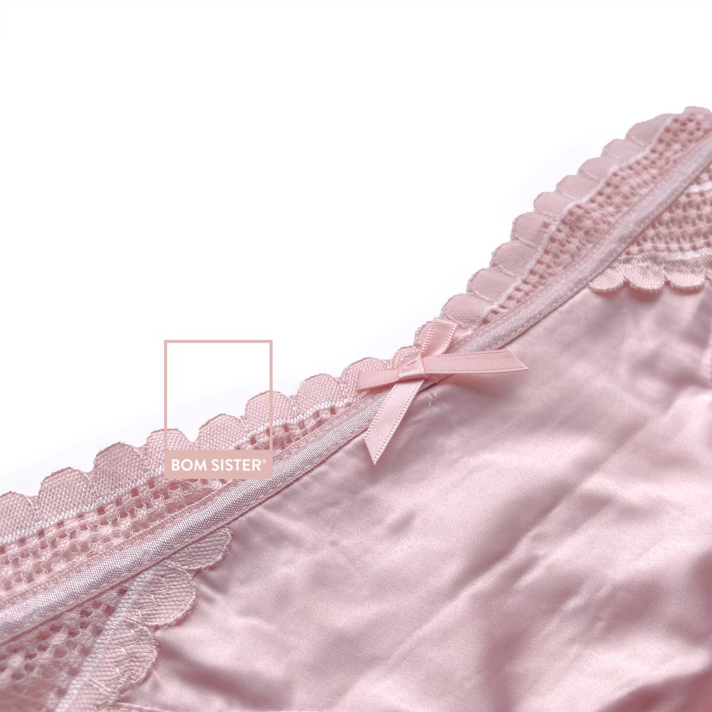 [Mã FARSBR99A giảm 10% đơn 99K] Quần lót satin phối ren màu trơn BOM SISTER Q4923 | BigBuy360 - bigbuy360.vn