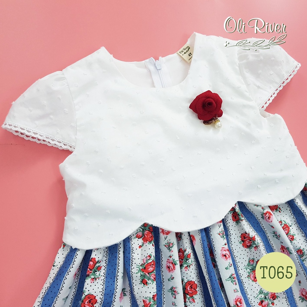 (1->10 tuổi) Váy đầm trắng liền thân Oli River siêu xinh cho bé gái (T065)