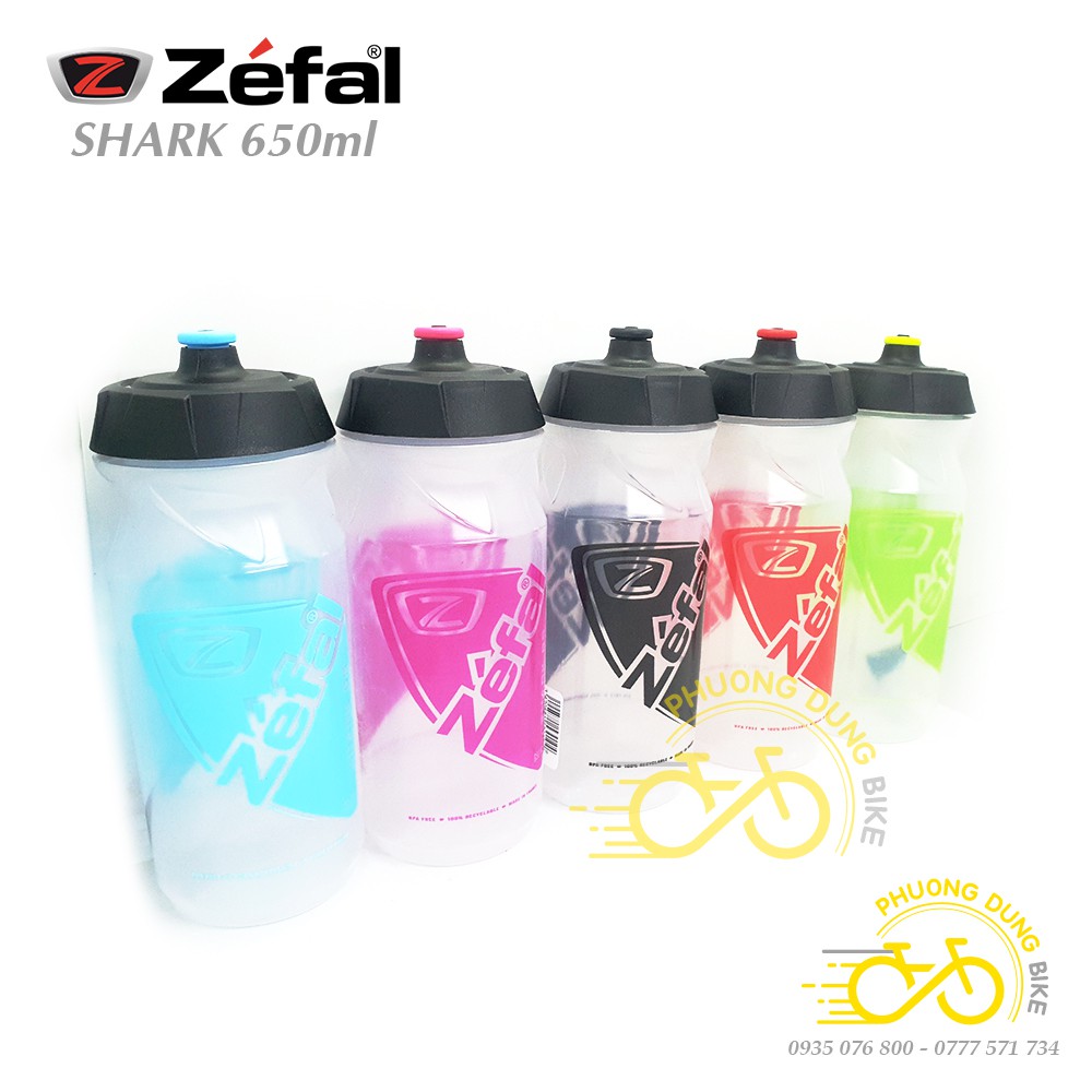 Bình nước trong suốt xe đạp ZEFAL SHARK 650ml