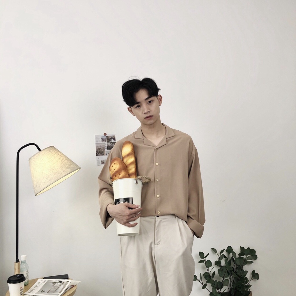 Áo sơ mi nam nữ Pijama Jiang Store - Áo sơ mi cổ vest Unisex dài tay chất mềm mịn