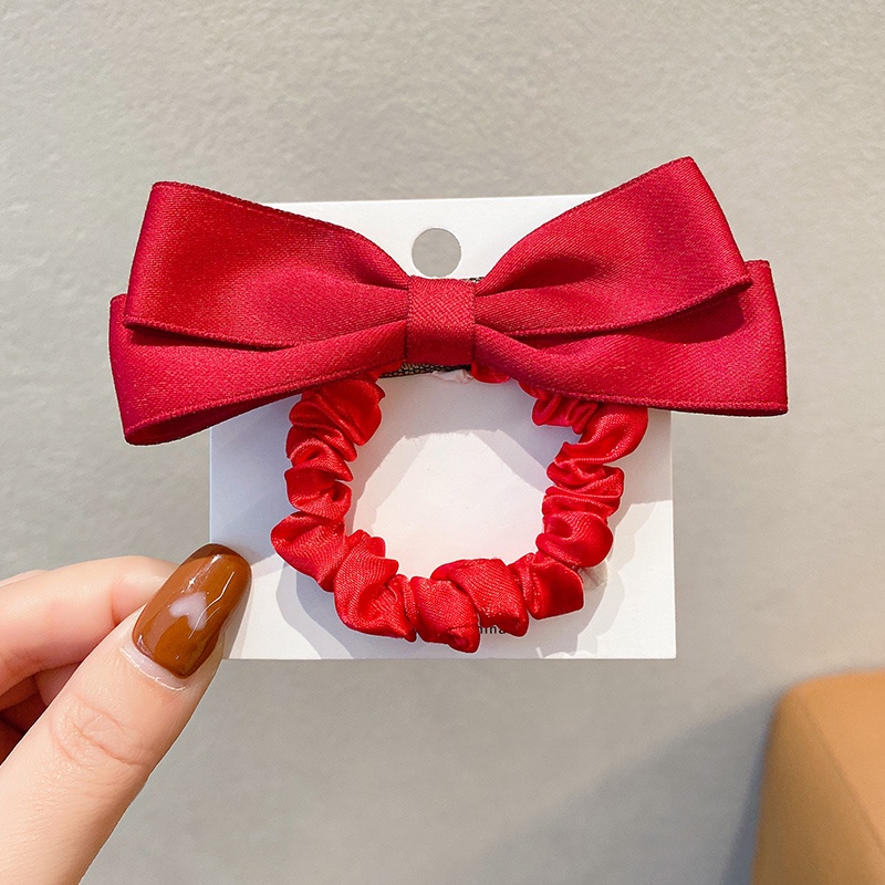 Dây Cột Tóc Vải Nhung Màu Đỏ Dễ Thương Phong Cách Hàn Quốc