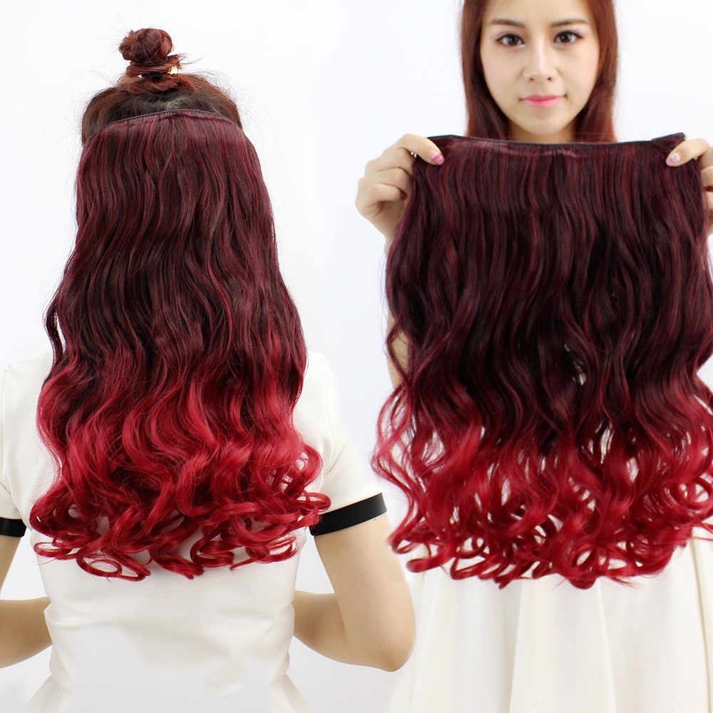 Tóc Giả Dài Xoăn Màu Gradient Thời Trang Cho Nữ