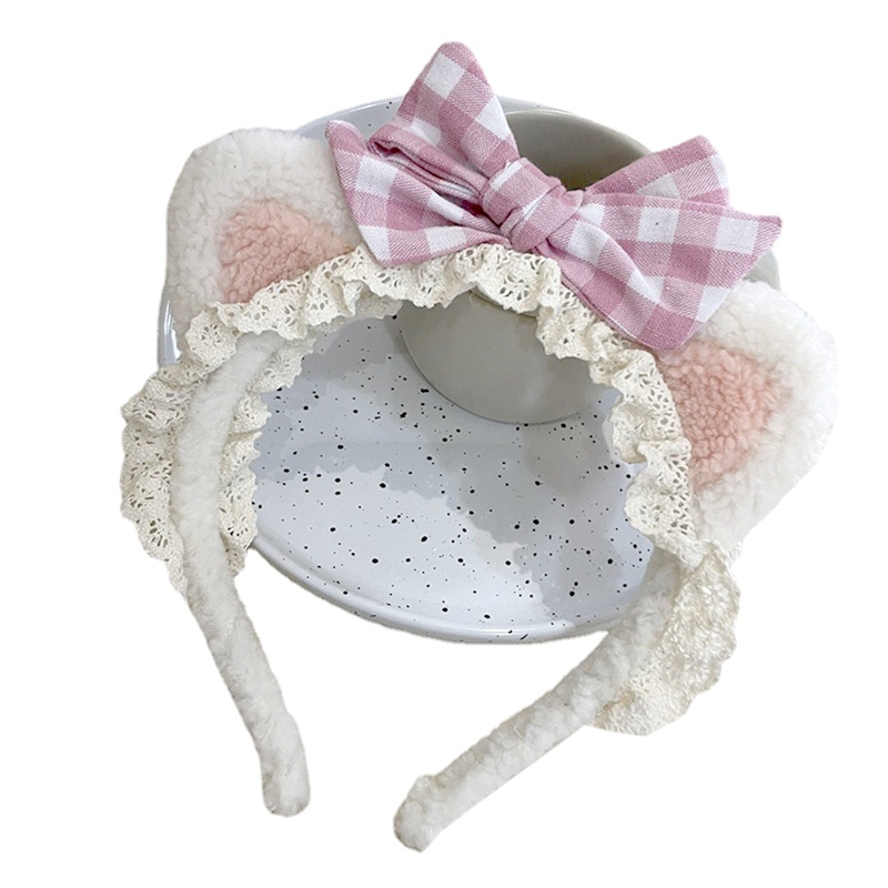 Băng Đô Tai Mèo Phối Ren Đính Chuông Phong Cách Lolita