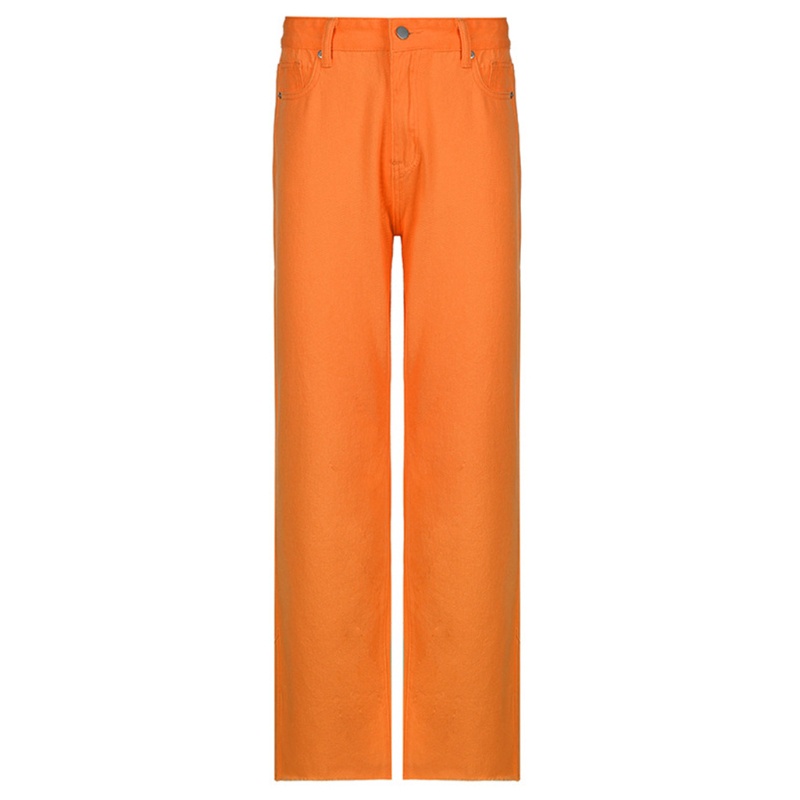 Quần jean lưng cao ống rộng màu sắc vintage dành cho nữ