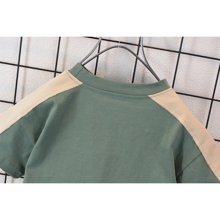 Bộ áo thun cotton ngắn tay in chữ + quần short thể thao thời trang cho bé trai 0-6 tuổi
