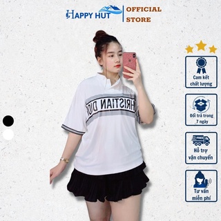 Áo polo bigszie nữ form rộng tay lỡ phong cách trẻ trung năng động vào mùa hè cho nàng mũm mĩm HAPPYHUT AD10