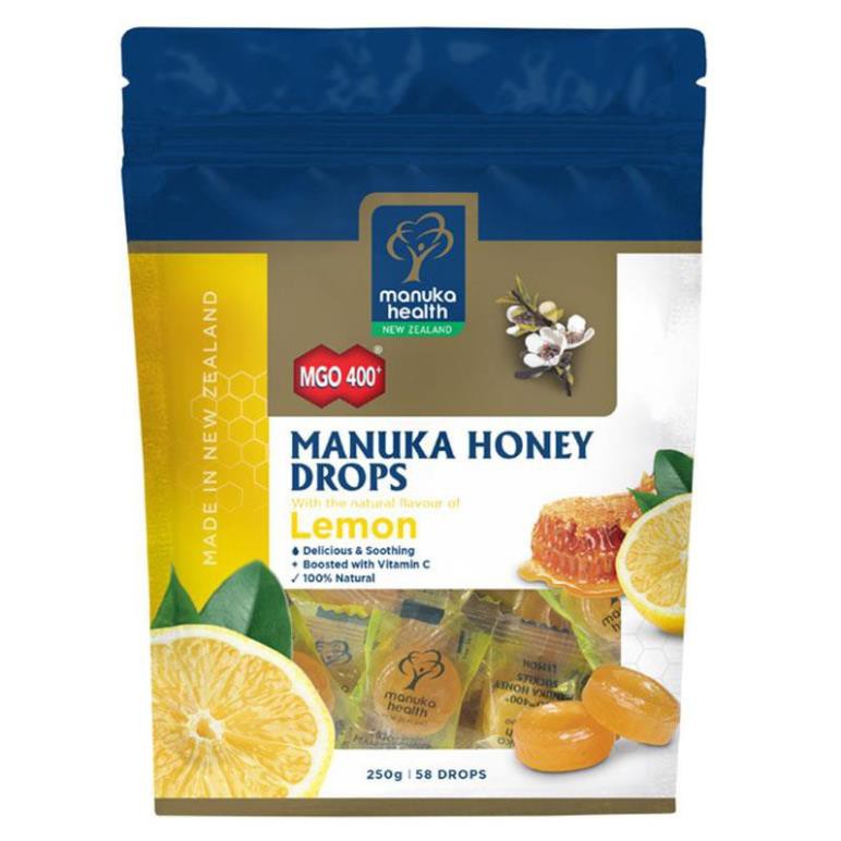 Kẹo ngậm Manuka Health Manuka Honey Drops Lemon Pouch 55viên