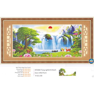 Tranh đính đá abc 3d nước chảy chiêu tài df2084 149x75cm