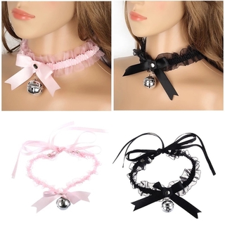 Dây chuyền choker bằng ren đính chuông thời trang cho nữ