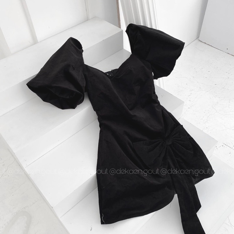 Đầm thiết kế tay phồng xẻ tà nơ - LADY DRESS