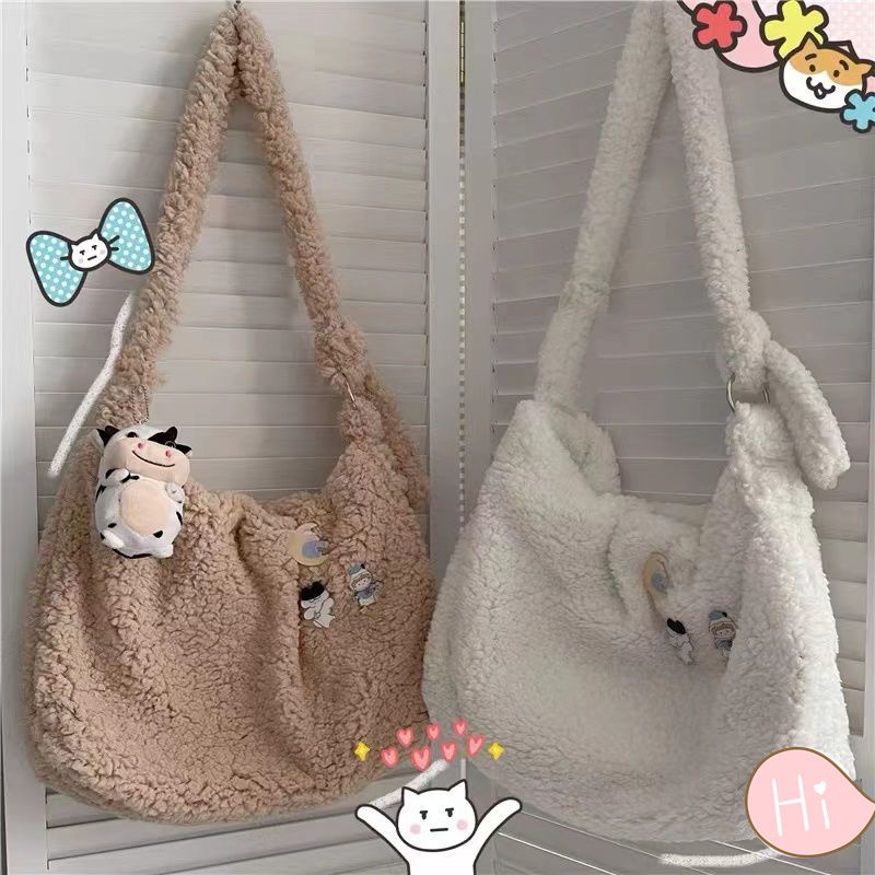 Túi Xách Lông Nhung Kích Thước Lớn Dễ Thương Xinh Xắn Cho Nữ