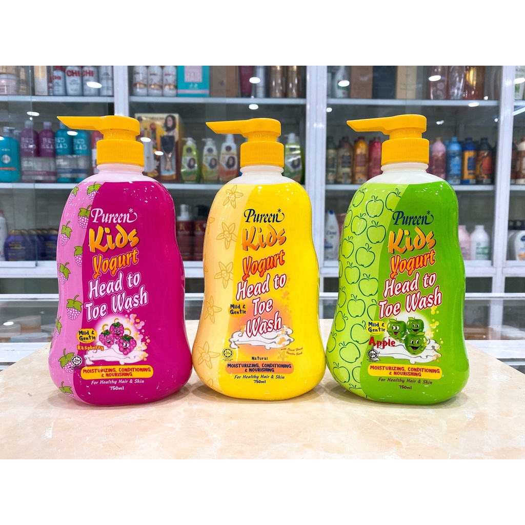 Sữa tắm gội em bé PUREEN Kids Yogurt Head To Toe Wash (750ml) - Gel tắm cho bé