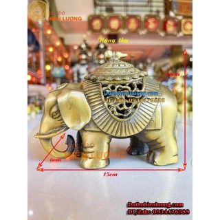 Lư xông trầm linh vật voi bằng đồng màu vàng - quà tặng phong thủy