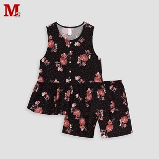 Bộ nữ quần đùi áo sát nách xòe hoạ tiết  LB2136 Thời trang M2