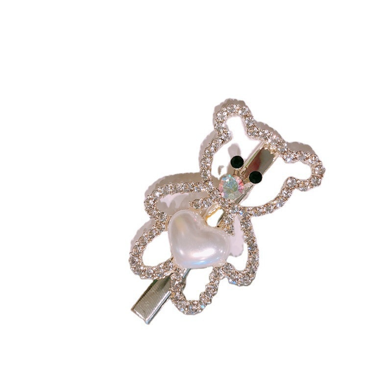 Kẹp tóc hình gấu khảm đá quý đáng yêu hợp thời trang