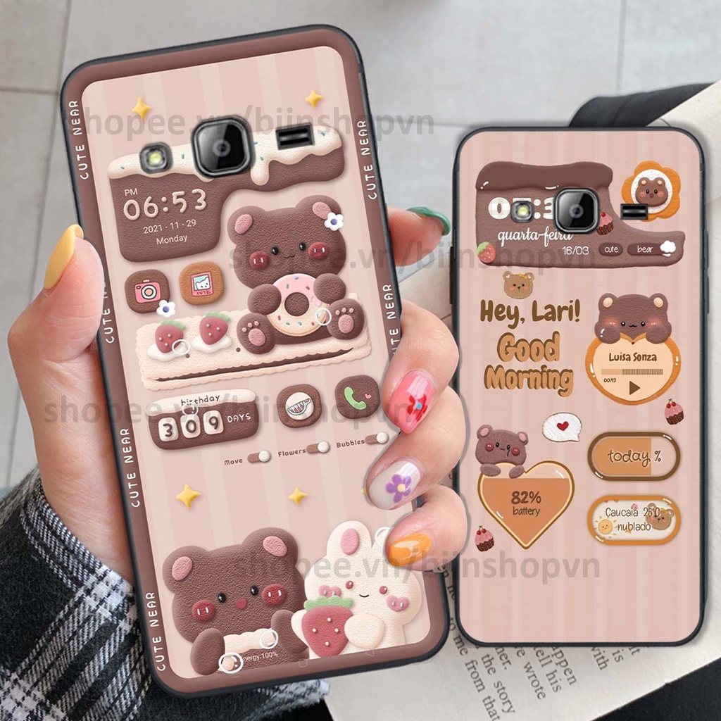 Ốp Samsung J310 / J3 2016 in 3D icon gấu nổi siêu xinh, siêu đáng yêu, cá tính phong cách