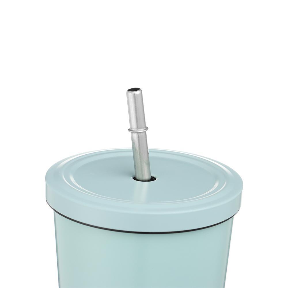 PISTA Cốc Uống Bia / Trà Bằng Thép Không Gỉ Có Ống Hút Dung Tích 500ML