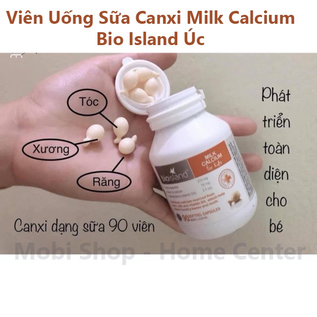 Viên Uống Sữa Canxi Milk Calcium Bio Island Úc, Sữa Bò Non Cho Bé Cho Trẻ Từ 7 Tháng Tuổi Trở Lên, Hộp 90 Viên, Mẫu Mới