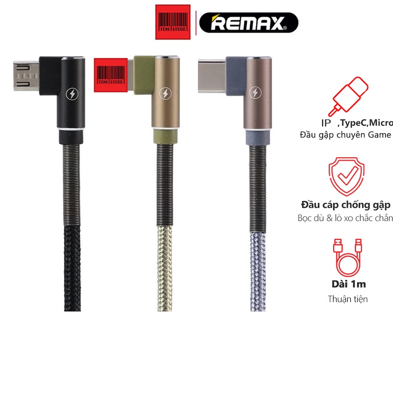 Cáp sạc chuyên game L dành cho IP, Remax RC-119i , cáp sạc bọc vải quấn lò xo chắc chắn