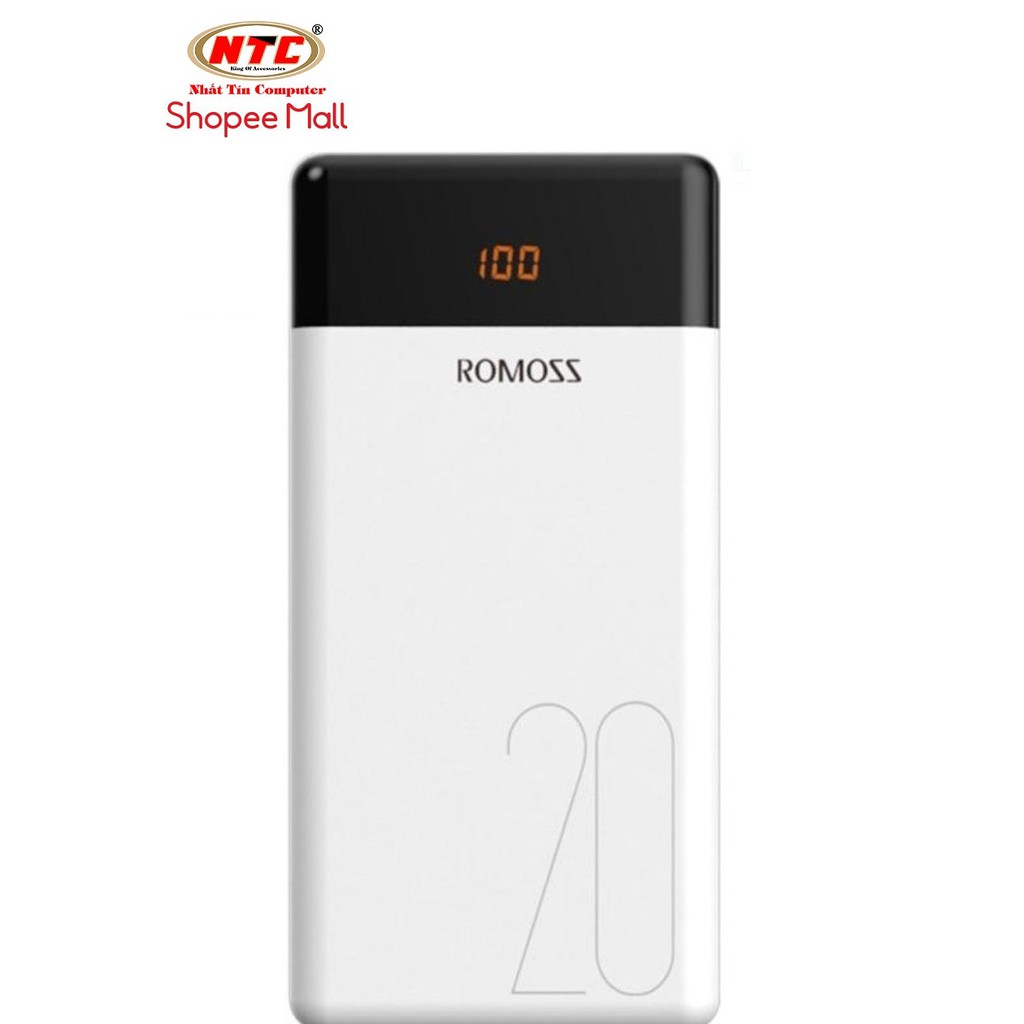 [Mã ELMALL150 giảm 8% đơn 500K] Pin sạc dự phòng lõi Polymer Romoss LT20 dung lượng 20000mAh