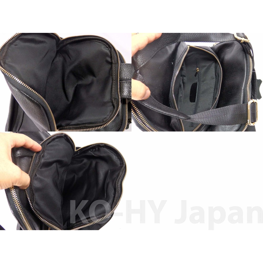 Ba lô thời trang nữ No brand Cowhide backpack-black