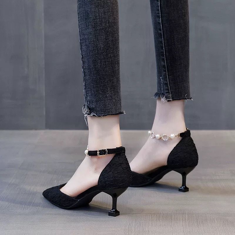 Giày cao gót mũi nhọn cao 5cm có khóa kéo thời trang cho nữ