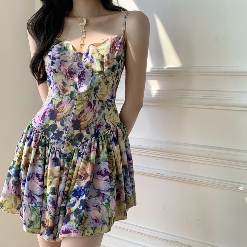 🍒🍒 Đầm 2 Dây,Váy 2 Dây Hoa Kiểu Pháp Siêu Gợi Cảm Cho Nữ🍒🍒