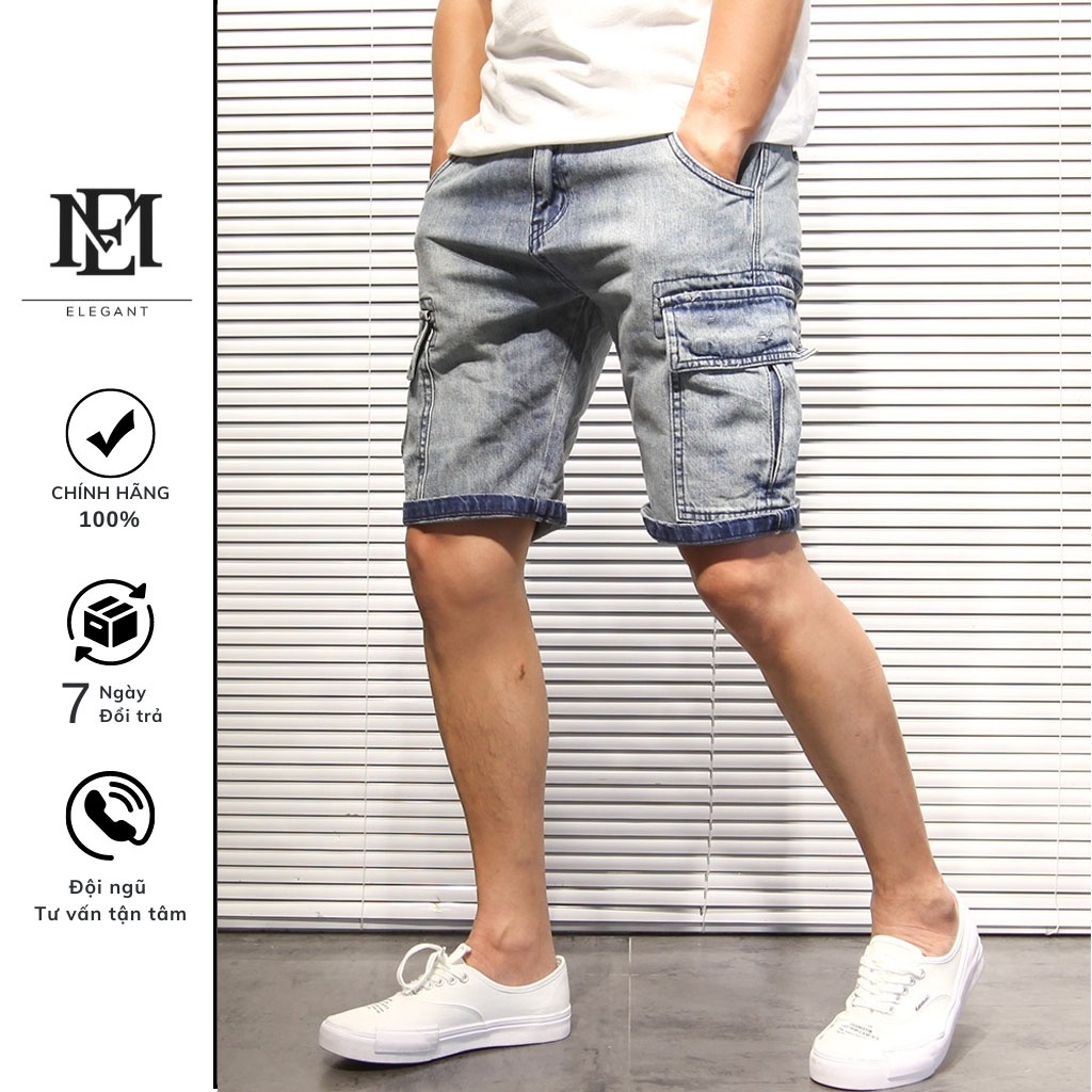 Quần Short Jeans Túi Hộp Vamos ELEGANT - Chất jeans co dãn, phom dáng đẹp