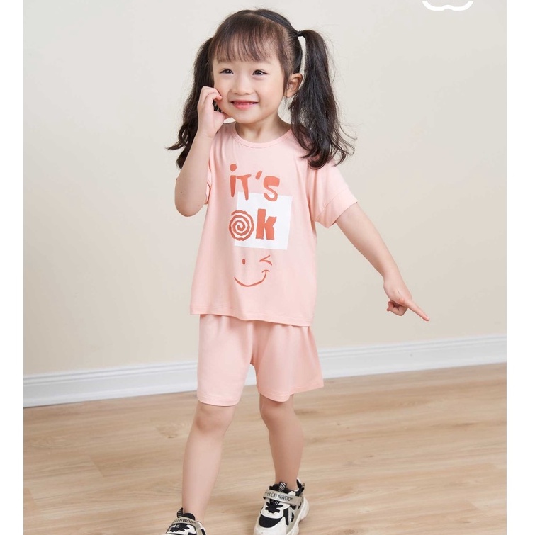 SS12023 Lapomme- Bộ cộc tay bé trai bé gái Lapomme It is Ok