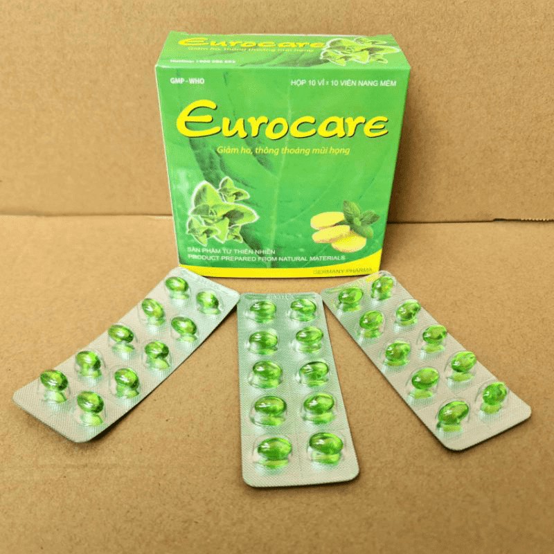Eurocare - Giảm ho, thông thoáng mũi họng - Hộp 100 viên