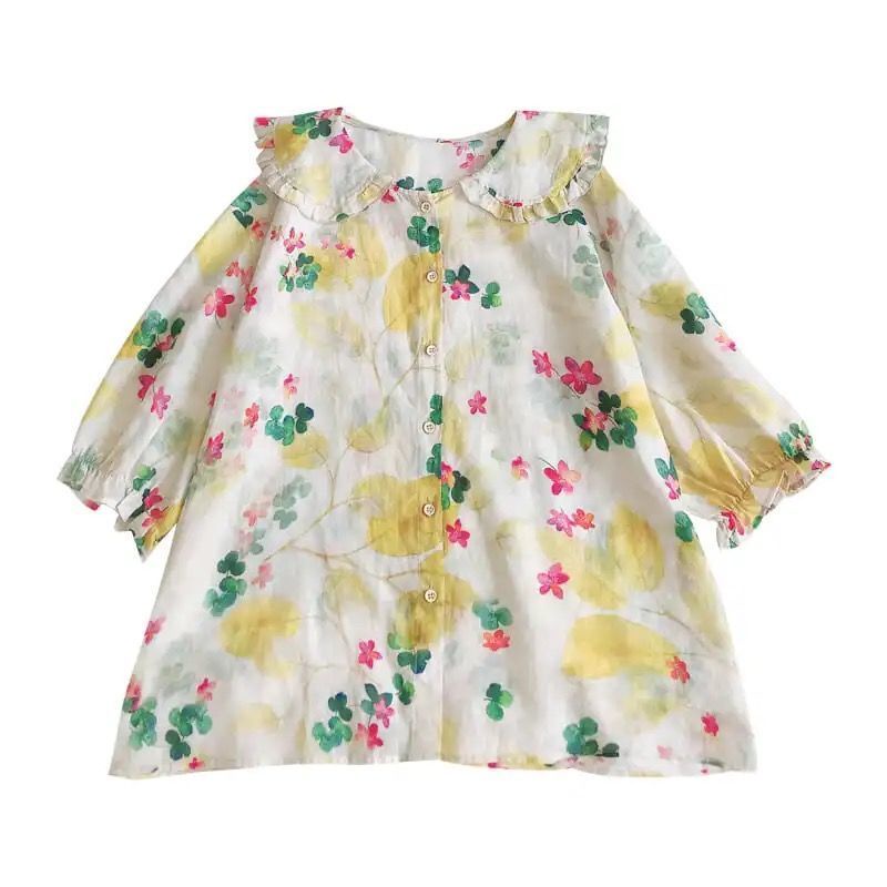 Áo hoa  có cổ hàng Quảng Châu chất mát S/2XL