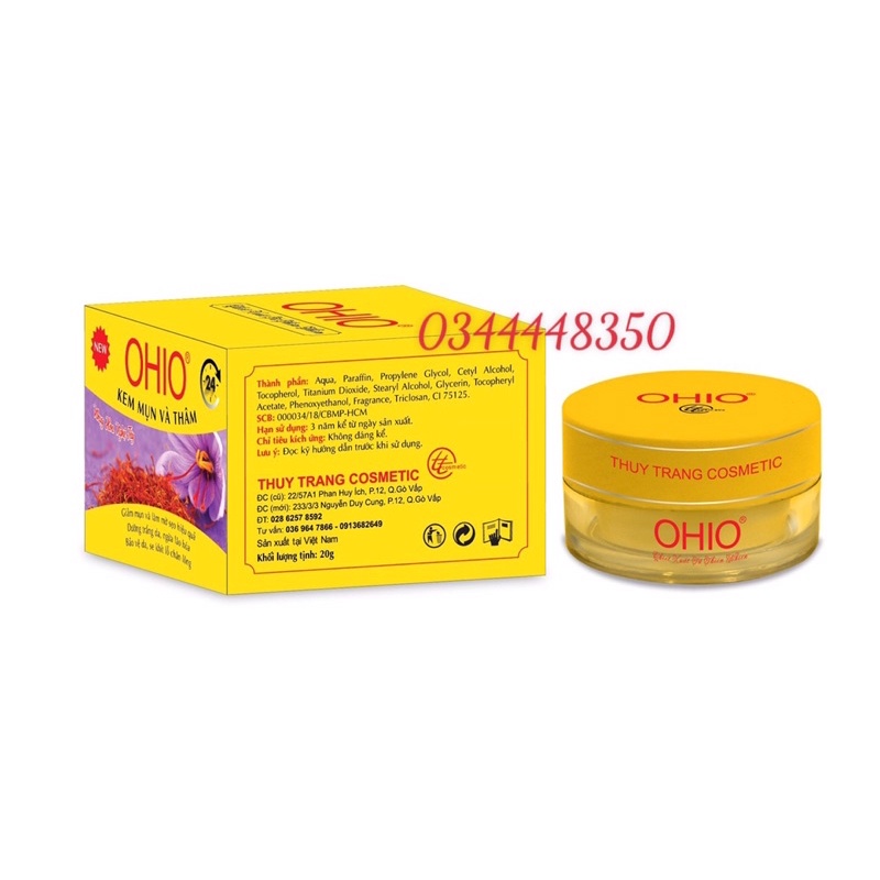 Kem Mụn Mờ Thâm OHIO Nhuỵ Hoa Nghệ Tây 24 Giờ 20g