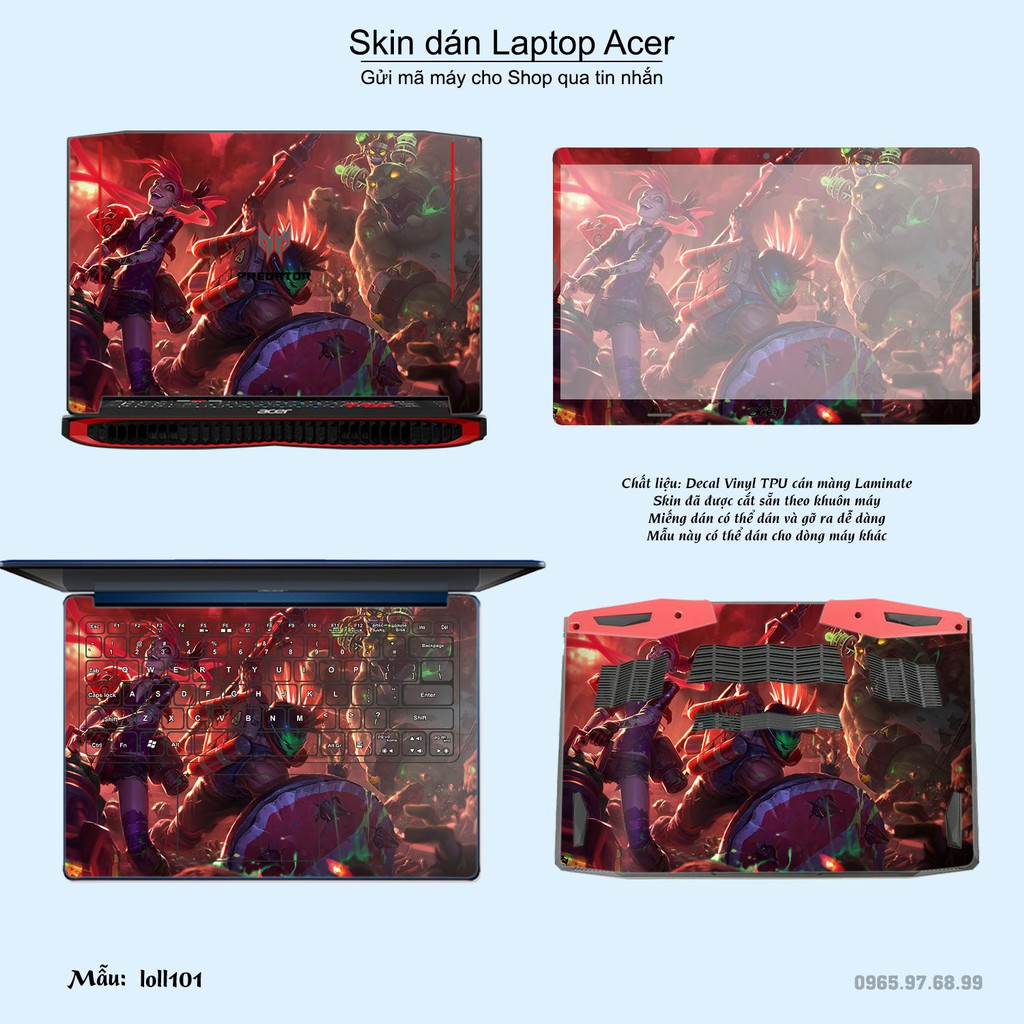 Skin dán Laptop Acer in hình Liên Minh Huyền Thoại nhiều mẫu 14 (inbox mã máy cho Shop)