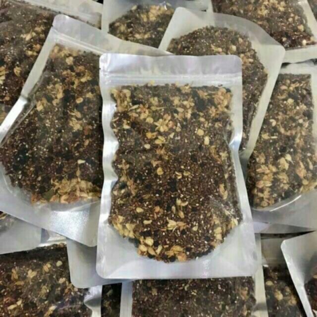 1 Lạng trà đậu đen gạo lứt hoa nhài rang sẵn chỉ việc uống