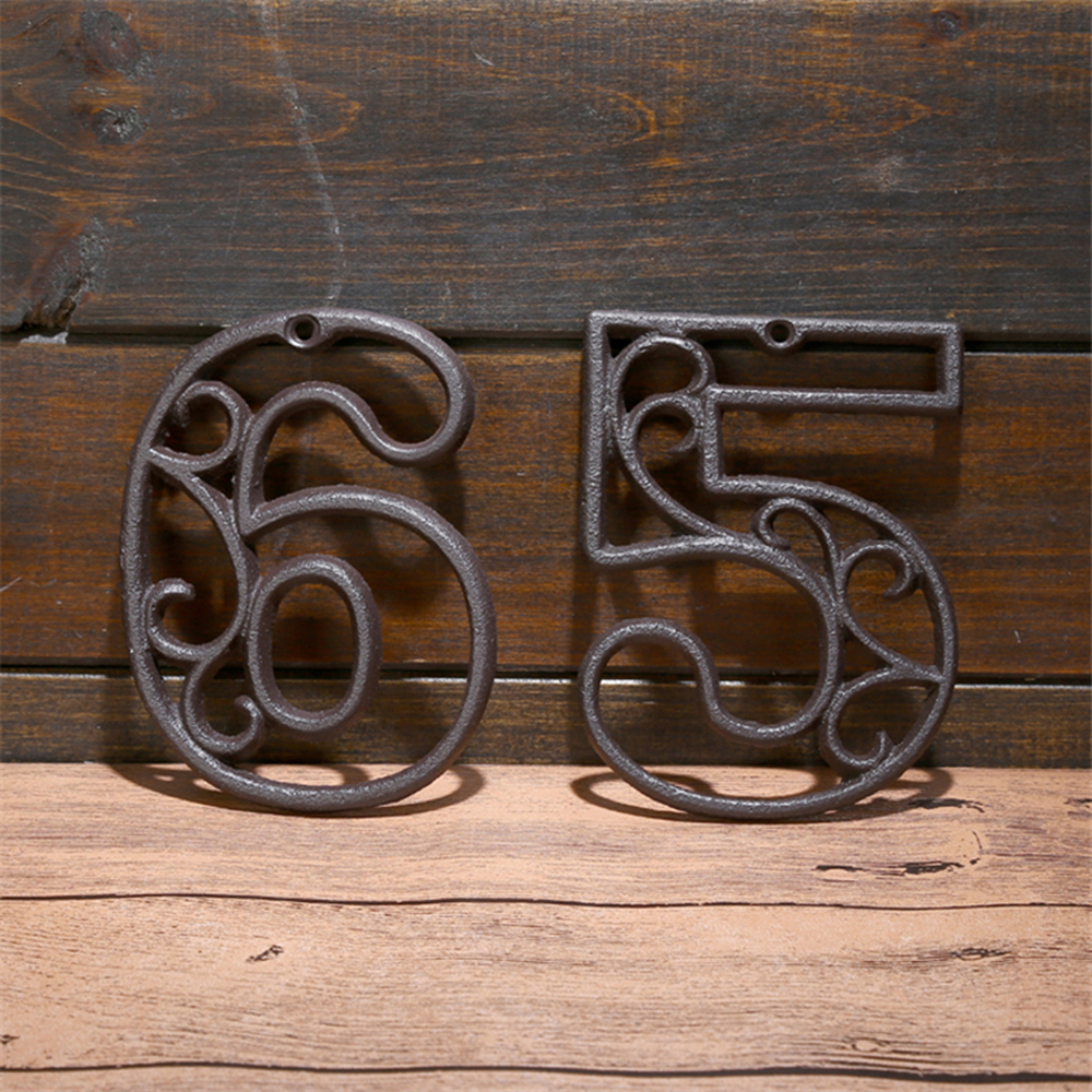 MIOSHOP 4.5"/115mm Shooting Props Wall Decor Bar Cafe Ornament Door Number Iron Cast Numbers House Address Decor 0-9