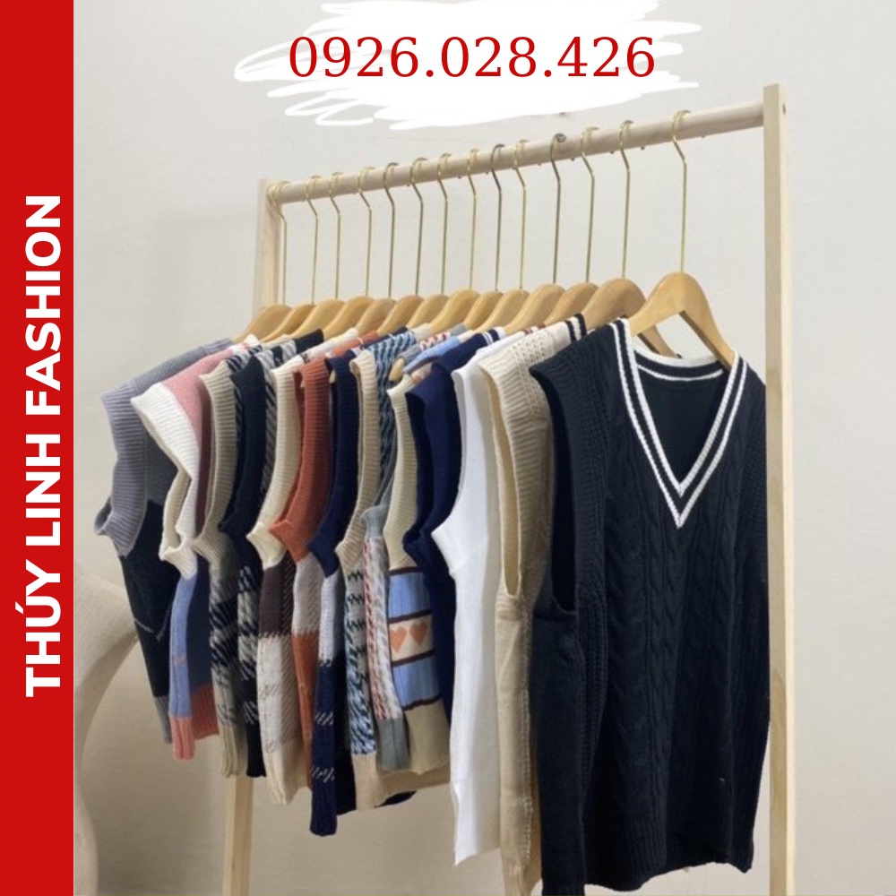 Áo gile len hàn quốc, áo len nữ kiểu họa tiết kẻ Caro đen trắng cá tính trẻ trung - Áo ghi lê dệt kim cổ V